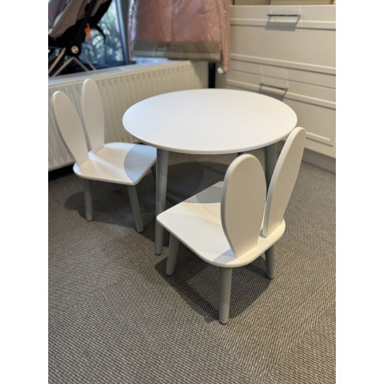 Mēbeļu komplekts apaļais galds + krēsli "Bunny" White/Grey